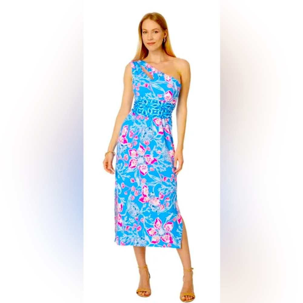 Lilly Pulitzer Gorgeous Helina One Shoulder Midi dress